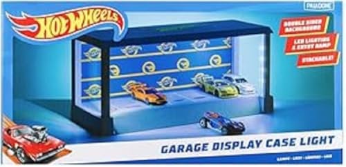 Paladone Hot Wheels - Luz de garaje y exhibición - Producto oficial de Mattel, estuche iluminado con capacidad para 7 coches, fondo personalizable, regalo para coleccionistas