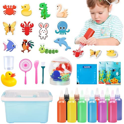 IEEILULU Aqua Gelz Set, Magischer Wasserelfe mit 12 Flaschen Farbgel, 3D Magic Gels mit Aufbewahrungsbox, Magic Water Elf Wassergel Spielzeug für Jungen und Mädchen (Colored-60)