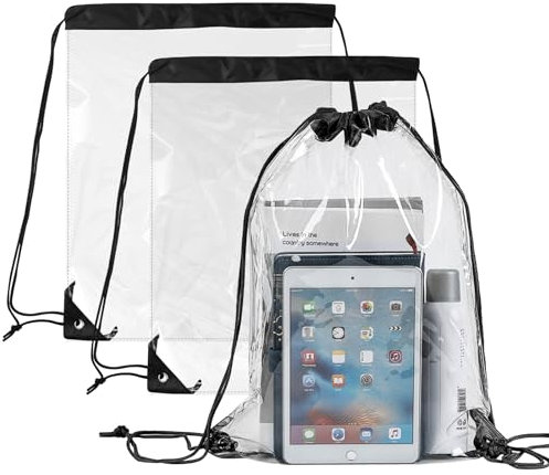 Cragmut 3 Stück Turnbeutel Durchsichtig Festival, Durchsichtiger Turnbeutel Multifunktional, Turnbeutel Einseitig Transparent, für Festival, Schule, Outdoor, Reisen
