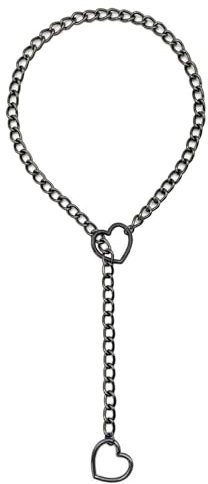 GAUEIOUR Link Chains Necklace,Women Clavicle Choker With Heart Pendant,Slip Chain Heart Ring Long Necklace,Punk Rock Cuban Long Chain for Women,Adjustable Stainless Steel Necklaces(Black)