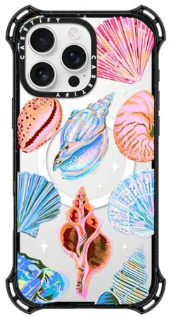 CASETiFY Bounce iPhone 16 Pro Max Case [Shockproof / 21.3ft. 6X Military Grade Drop Protection/Compatible with Magsafe] - Seashell - Clear Black