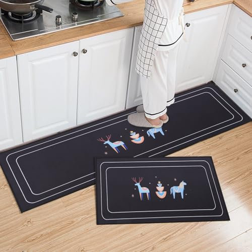 Freiesoldaten 2 Piezas Juegos de Tapetes de Cocina Antideslizante Alfombra de Cocina Lavable Cocina Pasillo Dormitorio Alfombrilla, 40x60cm + 40x120cm