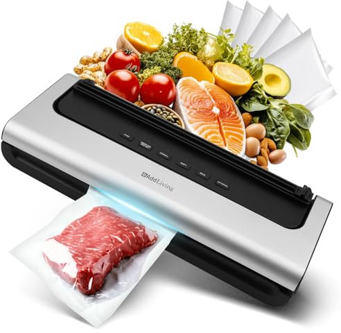 AddLiving Vakuumierer | Vakuumiergerät für Lebensmittel | Inkl. 5 Vakuumbeutel (20 x 30 cm) | Wet & Dry Funktion | Vacuum Sealer Machine | Folienschweißgerät | Soft-Funktion & Schlauchanschluss