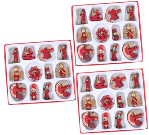 Amosfun 36 Pcs Hanging Pendant Countdown Advent Calendar Ornaments Xmas Tree Slices Christmas Tree Hanging Figures Xmas Tree Balls Light House Decorations for Home Christmas Decor Wooden