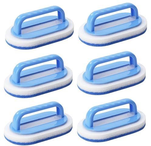 6 Stück Pool Schwamm Bürsten, Schwimmbad Handschrubber, Schwamm Poolbürste, Poolreinigung Handschrubber, Schwimmbad Schwamm Bürste mit Griff zum Reinigen von Schmutz und Moos