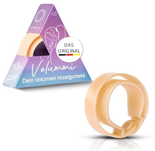 Volummi Haargummi – Innovativer Zopfgummi für sichtbar mehr Volumen im Pferdeschwanz – Starker Halt & schonend für Haare – Das Original Made in Germany [Sandy Gold XS für sehr dünnes Haar]