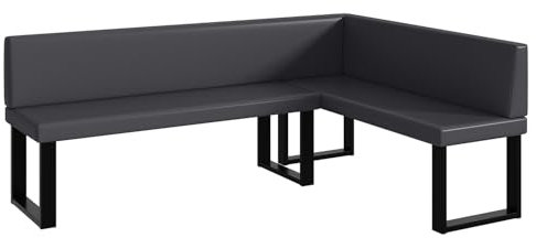MEBLINI Eckbank für Esszimmer - Küchenbank - Essecke - Sitzecke Küche - Toni - U-Beine 142x196x87cm Rechts - Grau Kunstleder