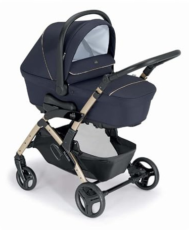 CAM Fluido Easy Kinderwagen 2in1 – stilvoller Sportwagen mit Babywanne & umkehrbarem Sitz, klappbarer Buggy, komfortabler Stroller für Baby & Neugeborene, leichter Reisebuggy bis 22 kg (Blau)