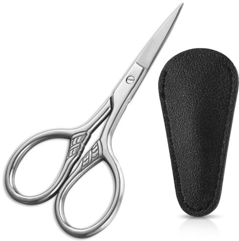 Mabor 1 paire de ciseaux de barbe professionnels pour homme, ciseaux de toilettage beauté pour cheveux, nez, sourcils, coupe du visage, moustache, cils, ciseaux de précision en acier inoxydable avec