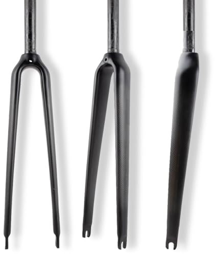 Forcella Rigida in Fibra di Carbonio 700C 25,4 mm 1 Pollice Tubo Dritto Forcella per Bici da Strada sgancio rapido 9X00 mm C Freno Forcella Anteriore per Bici (Nero Opaco, 3K)