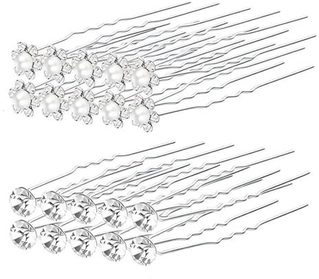 20 Forcine per Capelli per Matrimonio, Accessori in Argento con Strass e perla, da Sposa, per Donne e Ragazze Damigelle d'onore e Balli