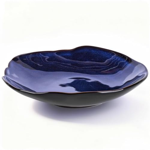 Blaue dekorative Keramikschale, 26 cm, kleine Schmuckschale, Obstschale, Süßigkeitenschale, Schlüsselschale für Eingangstisch, Schmuck und Ringschale, Porzellanbehälter für Küche, Nachttisch