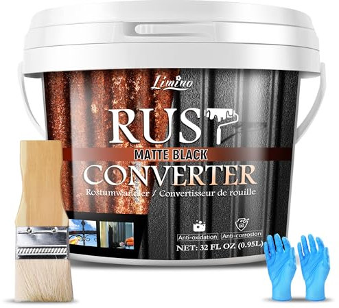 Rust Converter for Metal - Black Metal Primer and Rust Remover, Rust Reformer & Rust Encapsulator, Long-lasting Anti-Rust Effect, Rust Inhibitor Paint for Cars and Various Metal Surfaces (946ml)