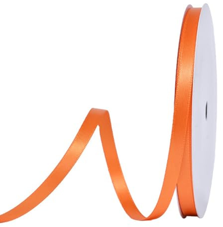 91 m Satinband Orange, 6 mm Doppelseitig Schleifenband Geschenkband Dekoband Seidenband Doppelsatinband Satin Ribbon für Hochzeit Geburtstag Party Dekoration, Geschenkverpackung, Basteln