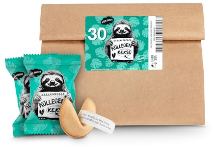 Glückskekse Kollegen 30er Tüte Lustiges Kollegen Geschenk Büro Glückskekse mit lustigen, motivierenden Sprüchen für Kollegen und Mitarbeiter als Geschenk im Büro | vegan und made in Germany