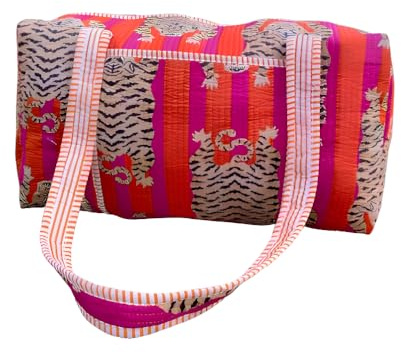 INDACORIFY Gesteppte Tragetasche | Große Shopper-Tasche mit Seidendruck für Damen | Indische handgefertigte Tasche mit verschiedenen Drucken und Reißverschluss