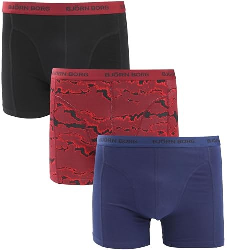 Björn Borg Boxers 3Pack Stretch Blau Rot - Grösse M - Herren - Bekleidung - Body-fit - Baumwolle