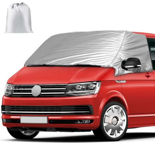 Auto Windschutzscheiben Abdeckung für VW Transporter T6, Opaltool Silberne Externe Thermo Scheibenabdeckung mit Verdunkelungsfunktion
