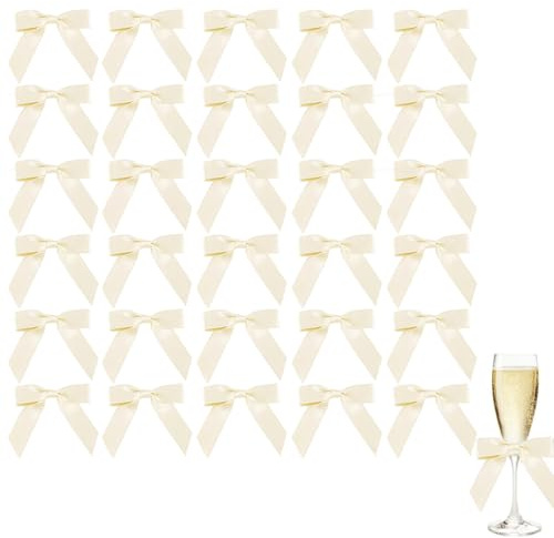 AEKZOX 30 Stück Geschenkschleifen Geschenk Schleifen Geschenk Deko für Weihnachten Hochzeiten und Geschenkverpackungen (Beige Creme)