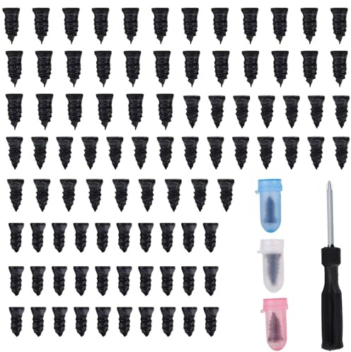 Fukaisu 90pcs Screw in Tire Plugs Kit, 3 Sizes Self-Service Tire Repair Screws with 3 Color Protective Case & 1 Screwdriver Fast Repair Tyre Tool for Cars Motorcycle Truck Puncture Nails