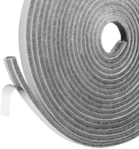 Inwee Guarnizione a Spazzola Autoadesiva per Porte & Finestre, 6m x 9 mm x 5 mm, Antipolvere, Antivento, Riduzione del Rumore, Paraspifferi Spazzola per Porte Scorrevoli, Infissi e Armadi – Grigio