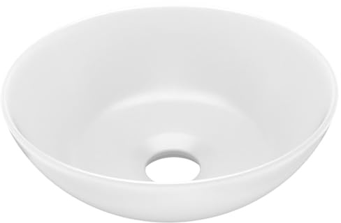 Aufsatzwaschtisch, Aufsatzwaschbecken aus Keramik, Handwaschbecken, Badezimmer, Keramik, weiß, matt, rund