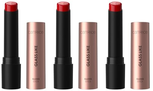 Catrice Glass Like Gloss Stick, Lippenstift, Nr. 040, Rot, feuchtigkeitsspendend, glänzend, farbintensiv, vegan, ohne Konservierungsstoffe, ohne Parabene, ohne Mikroplastikpartikel, 3er Pack (3x3g)