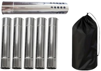 RichVibe Wood Stove Chimney Pipe Kit 5 Pack 30 cm for L x 6 cm Dia for Stainless Steel Camping Tent Outdoor Use with for Spark Arrestor