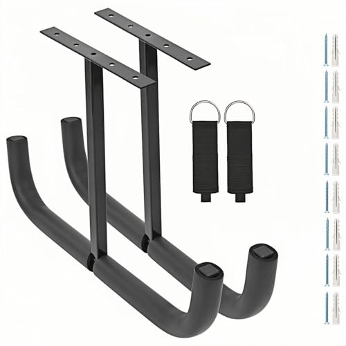 Locawaya Crochets de rangement de garage aérien, double support de plafond robuste pour bois d'œuvre, échelles, vélos, pneus et autres articles volumineux (2, 42 cm)