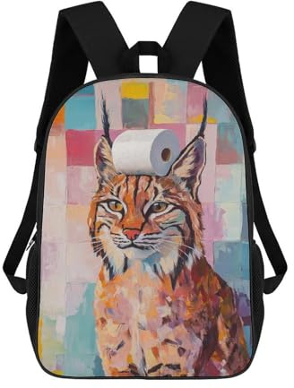 sinyumoney Lynx with Toilet Paper Rucksack, Wasserabweisend, Reiserucksack, Computertasche Für Schule/Arbeit/Reisen 17inch