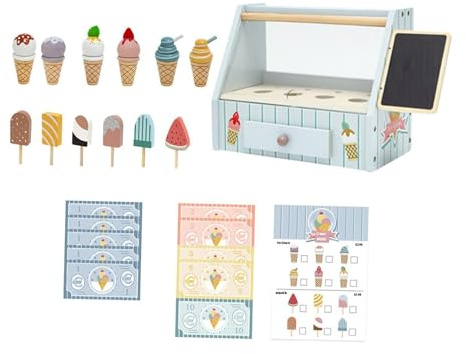 mophrati Simulazione di gelato con giocattolo di legno che ispira l'interazione sociale tra i bambini, promuovendo al contempo opportunità di gioco creativo.