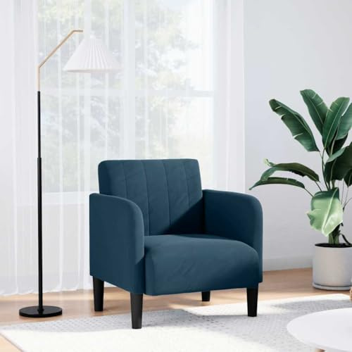 Cartvyn Sillón con reposabrazos terciopelo azul 54 cm ancho del asiento 68 x 68 x 70 cm sala de estar dormitorio oficina salón cómodo sillón tapizado para relajarse leer y ver la televisión