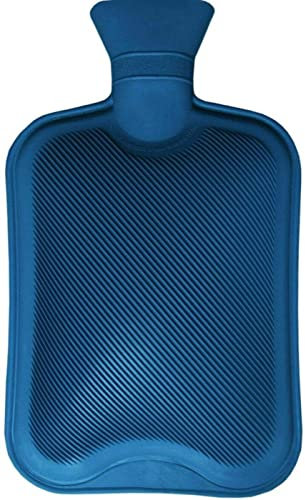 Hot Water Bottle 2l Secure & Leakproof Natural Rubber Large Hot Water Bottles for Pain Relief, Hand and Foot Warmer (Blue, 2L)