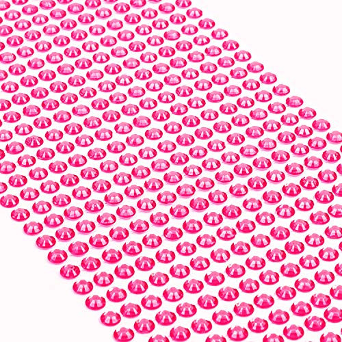 Movoja Pinke Strasssteine - runde Glitzersteine 640 Stück 5 mm selbstklebend zum Verzieren und Basteln | Schmucksteine zum aufkleben | Steinchen Dekosteine Bastelsteine Pink