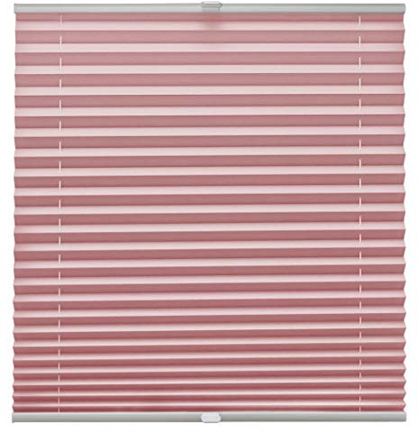 Plissee auf Maß für alle Fenster Montage Glasleiste Blickdicht mit Spannschuh Sonnenschutzrollo Rosa Breite: 91-100 cm, Höhe: 40-100 cm