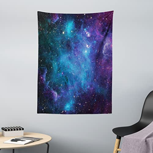 ABAKUHAUS Nebel Wandteppich, Galaxy Sterne im Weltraum aus Weiches Mikrofaser Stoff Waschbar ohne Verblassen Digitaldruck, 110 x 150 cm, Marineblau Lila