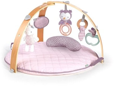 Ingenuity - 12421 Cozy Spot Calla Wendedecke mit Spielbogen aus Holz, abnehmbaren Spielzeugen, Stützkissen, extra weich und maschinenwaschbar, Rosa