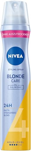NIVEA Blonde Care Styling Spray, stärkendes Haarspray mit Panthenol & Vitamin B3, Haarlack für strahlend blondes Haar & 24h Halt (Haltestufe 4), veganes Pflegespray (250 ml)