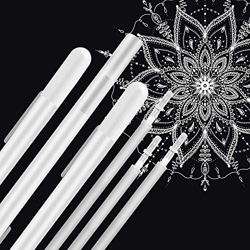 JUYOO 10 Pieces White Gel Pens Set White Line Drawing Pen 0.8mm Fine Point Gel Pen Set Sketching Pens Highlight Pens for School Artists Dark Papers Highlight Drawing Art Design Supplies
