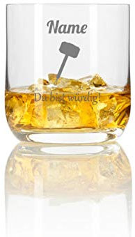 KS Laserdesign Leonardo Whiskeyglas '' Thor´s Hammer '' Motiv und persönliche Gravur - Wunschname wählbar, Geschenkidee, Geburtstag, Weihnachten, Tumblr für echte Vikinger