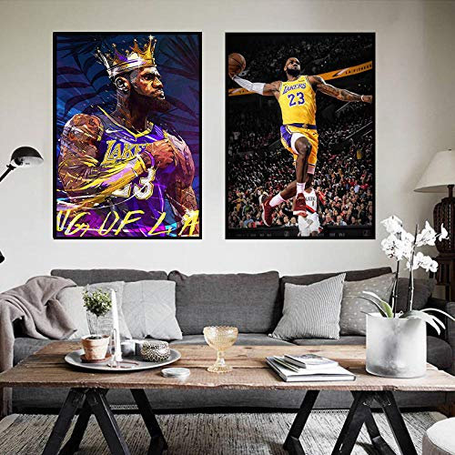 XIXISA NBA Los Angeles Lakers LeBron James Posterdruck Druck Leinwand Bild Home Wall Room Basketball Hall Dekoration Gemälde 50 x 70 cm ohne Rahmen