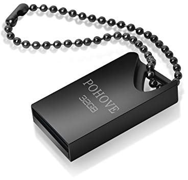 USB Flash Drive 32GB, Mini Memory Stick 32 GB Portable Pen Drive 32GB Waterproof USB Stick With Key Ring for PC Laptop Computers Tablet etc -Black