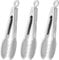 HINMAY 7-Inch Mini Tongs with Silicone Tips Small Salad Tongs Kids Serving Tongs, Set of 3 (White)