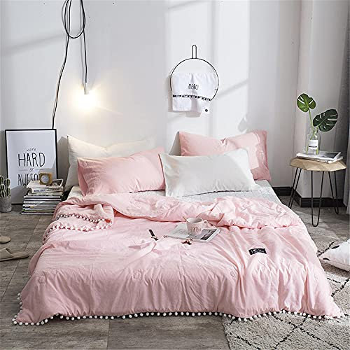 Chickwing Été Couvre Lit Matelassée, Seersucker Couleur Unie Réversible Doux Microfiber Couvre-lit Couverture de lit Jeté de Lit Dessus de Lit - Imprimé en Concis (Rose,200x230cm)