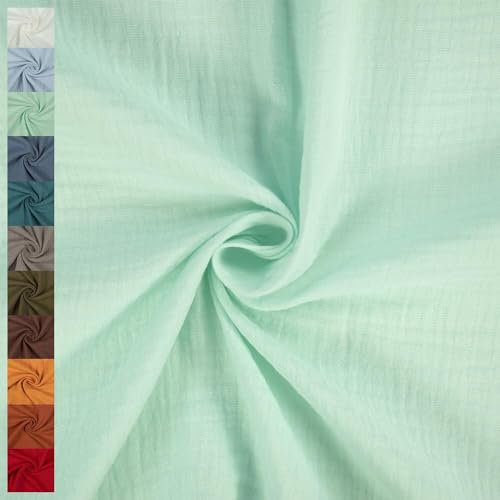 Musselin Stoff Sunny, Double Gauze, uni hellmint (Länge am Stück: ab 50cm / Breite: 130cm)