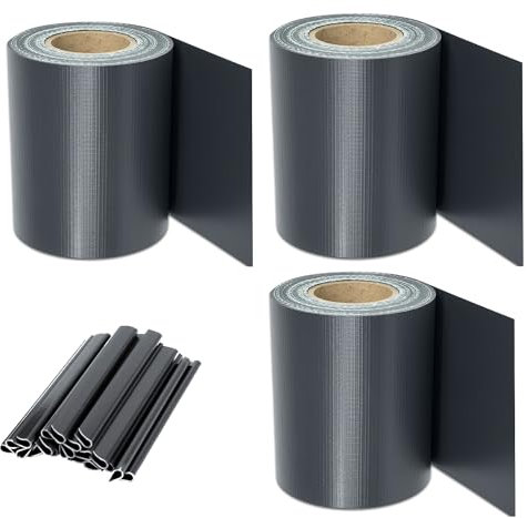 SWANEW 210m x 19cm PVC Sichtschutzfolie Sichtschutzstreifen, Blickdicht Sichtschutz für Doppelstabmatten Zaun, mit 180 Befestigungsclips, Anthrazit