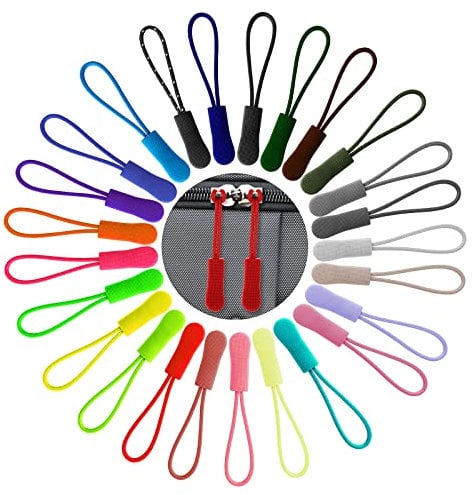 ASTER 50 Stück Reißverschluss Verlängerung Zipper Pulls, Nylon Ersatzzipper, Anti-Rutsch Reißverschluß Verlängerung Anhänger für Rucksack Kleidung Sportswear Reissverschluss Haken, 25 Farben