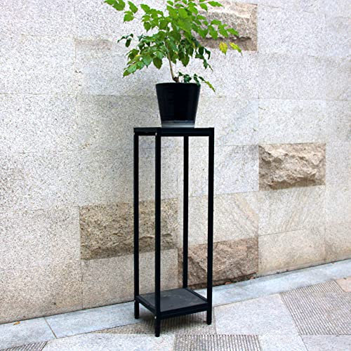 Zhongma 2-stöckiger 100,3 cm hoher Pflanzenständer mit Schieferoberseite, quadratisches Blumenregal für Balkon, Haus, Garten, Hinterhof, Terrasse mit verstellbaren Nivellierfüßen