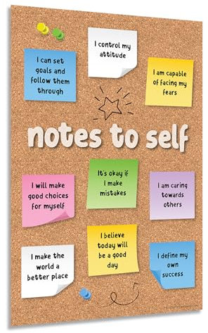 Notes to Self – Social Emotional Learning Growth Mindset Poster für Lehrer, Schulberater, Teenager – laminiert, 30,5 x 45,7 cm (1 Stück)