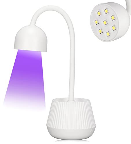 Led UV Nail Lamp, 24W Nail Lamp, 365nm 405nm Nail Dryer, 360° Rotatable Gooseneck Gel Nail Lamp UV Light for Nails USB Charging